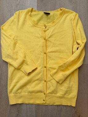 Talbots Yellow Crewneck Button-Front Women’s Sweater